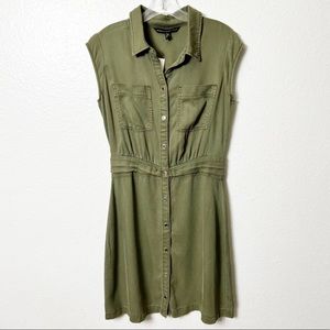 WHITE HOUSE BLACK MARKET UTILITY SHIRT GREEN LYOCELL DRESS SIZE 6 BRAND NEW